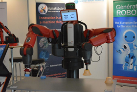 Baxter sur le stand de Génération Robots lors de RoboBusiness Europe 2014