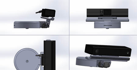 Views of the Kinect Depth camera sensor v1 and its support for Baxter robot motorised head mount