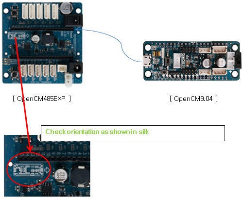 Branchements de l'OpenCM 9.04 et OpenCM 485