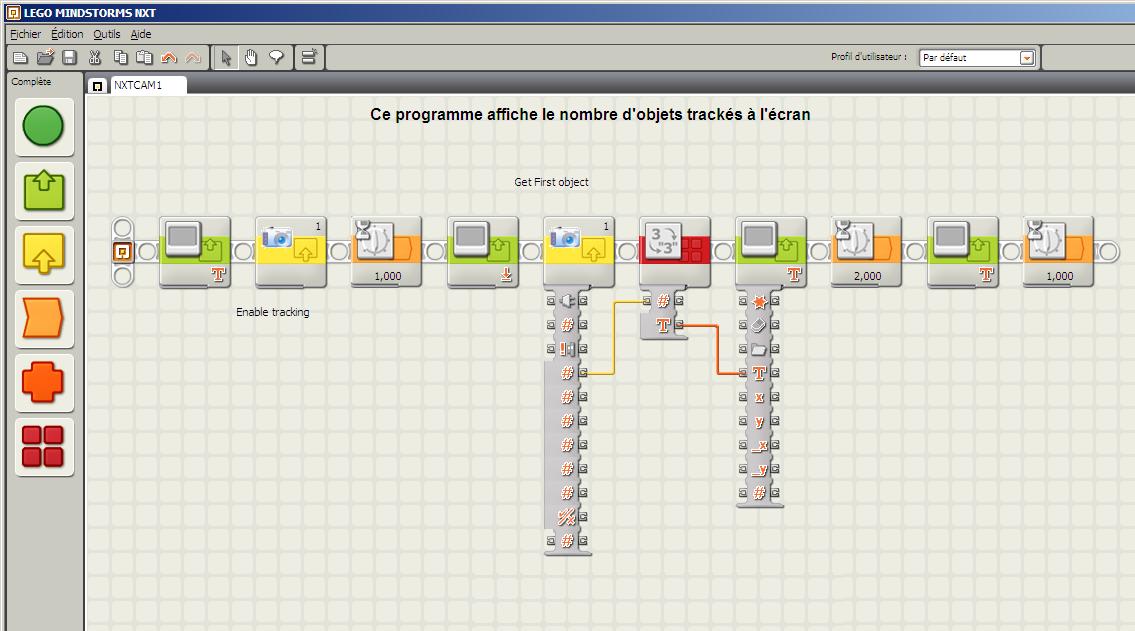 Exemple de programme NXT-G simple utilisant la NXTCAM