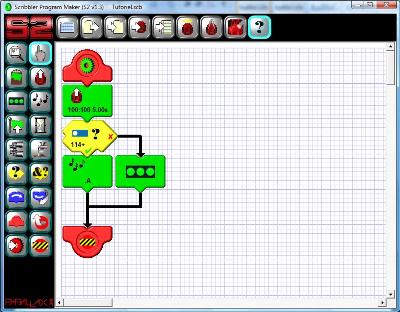 Implementing a simple condition in the programming software of the Scribbler 2 robot