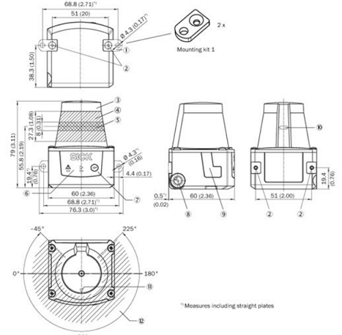 Dimensions du scanner laser Sick TIM310