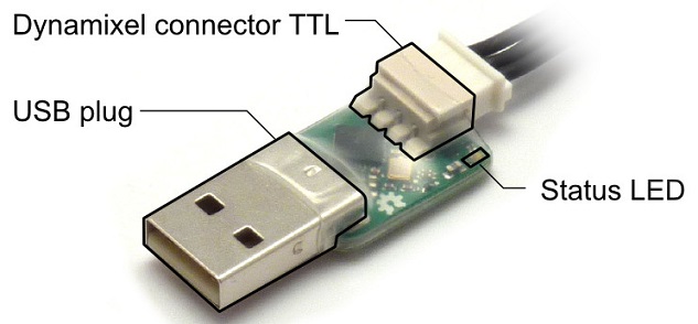 USB2AX USB-Stecker zur Programmierung von Dynamixel Servomotoren