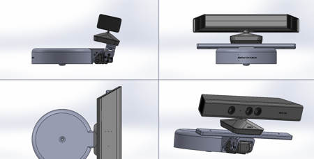 Views of the Kinect Depth camera sensor v1 and its support for Baxter robot motorised head mount