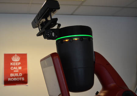 Collaborative Baxter robot head mount with a motorised Kinect depth camera sensor