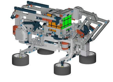 Robot résolveur de Rubik's cube : un exemple de projet possible avec LEGO Mindstorms combinant design, IA, vision et programmation.