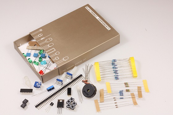 Electronics components of the Arduino Starter Kit