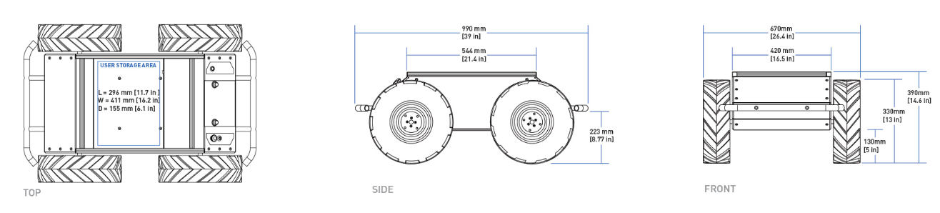 Husky mobile robot dimensions