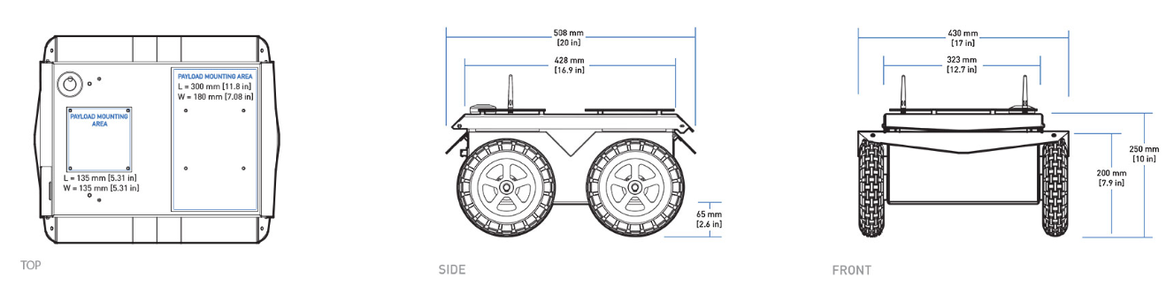 Jackal mobile robot dimensions