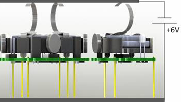 Charging the batteries of the Kilobot robots