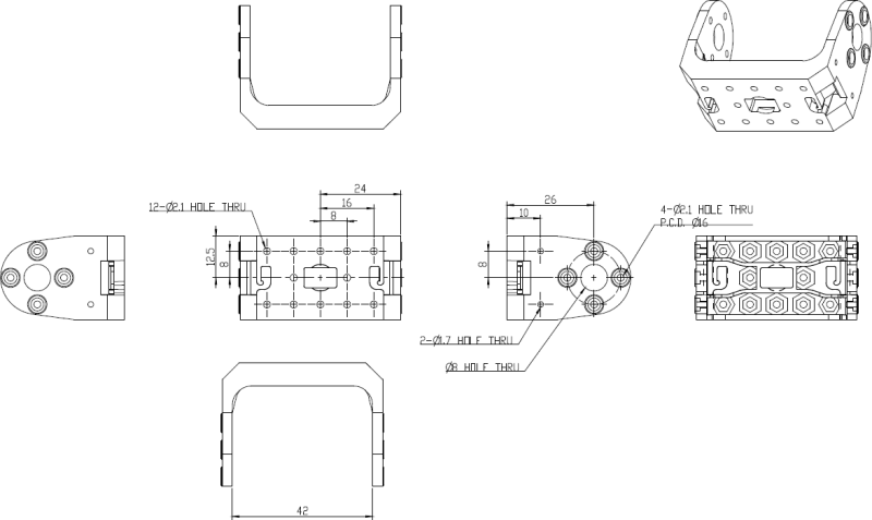 Pièces de structure FP04-F2 pour servomoteurs Dynamixel AX