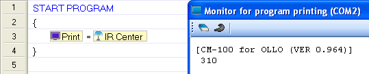 sensor output seen with the LN-101 USB downloader Dynamixel robotis