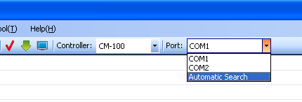 Sélectionnez le port auquel est connectée l'interface USB LN-101