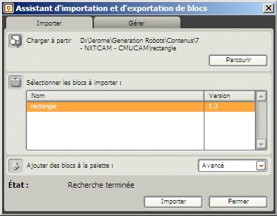 Importation assistant for NXT-G blocks
