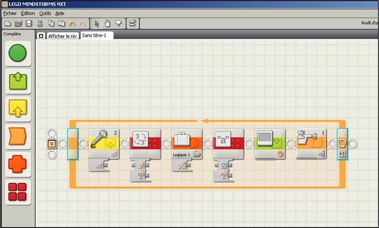 Troisième étape d'un programme simple NXT-G