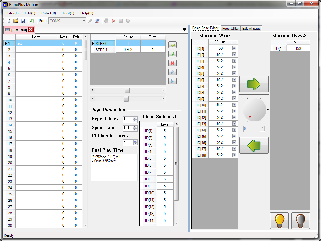 RoboPlus Motion allows to create animations for Dynamixel actuators