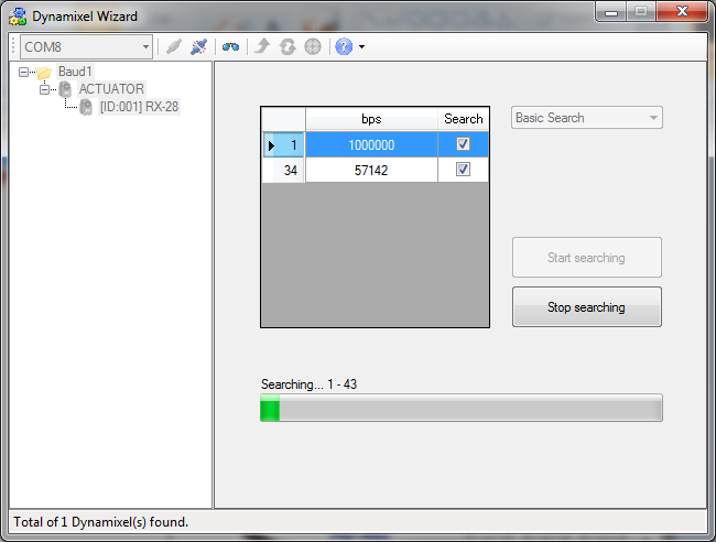 Connecting USB2DYNAMIXEL to RoboPlus Dynamixel Wizard