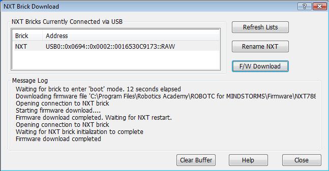 Firmware RobotC for Lego uploaded