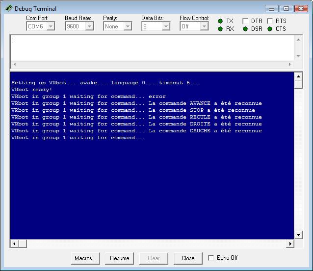 Debug terminal der Basic Stamp