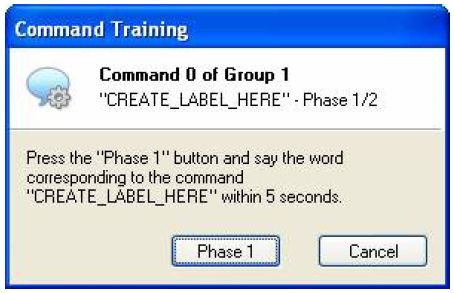 GUI interface of the command training of speech recognition