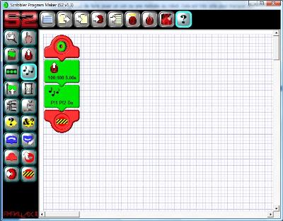 Programme terminé dans le logiciel de programmation du robot Scribbler 2