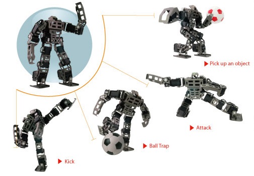 Le robot humanoide programmable Bioloid GP est un robot mobile de compétition