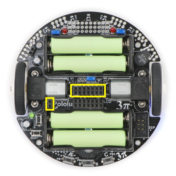 emplacement des connecteurs femelle du kit d'extension pour robot mobile 3pi