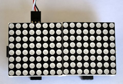 Two 8x8 RGB LED Matrix Modules connected together