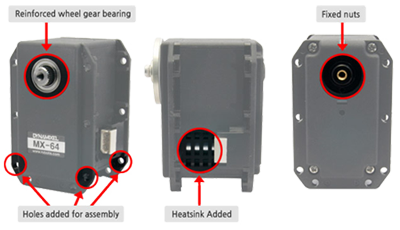 modifications n the case of the MX-64 Dynamixel servomotor robotis