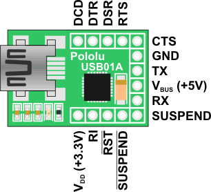 pins of pololu's usb-to-serial adapter
