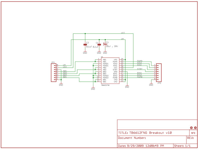 Schéma de référence du Driver Moteur - Dual TB6612FNG (1A)