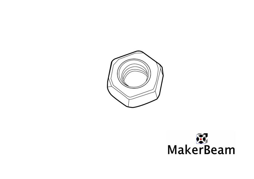 Technical drawing of the MakerBeam regular nut