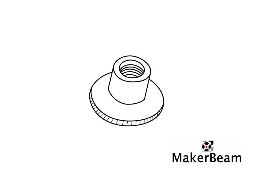 Referenzschema der M3 Rändelmuttern für MakerBeam