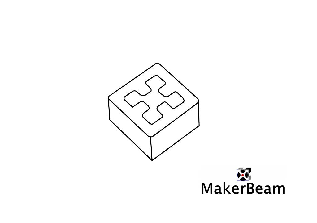 Technical drawing of the MakerBeam 3D end cap