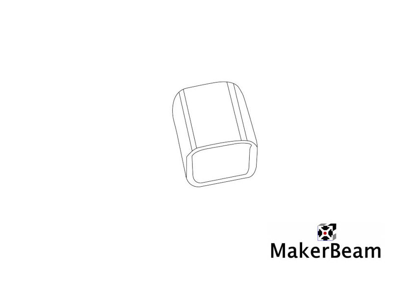 Technical drawing of the MakerBeam black vinyl end cap