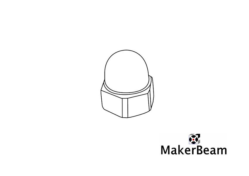 Referenzschema der M3 Hutmuttern für MakerBeam
