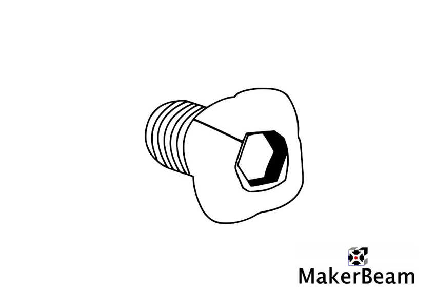 Schema del bullone con testa quadra MakerBeam - 6mm M3