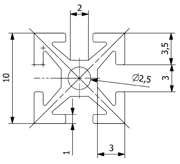 Schema di riferimento del profilo filettato MakerBeam 900mm