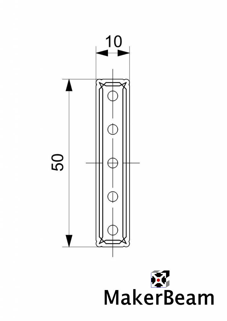 echnical drawing of the MakerBeam straight bracket